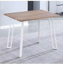 Mesa Comedor en Madera Estilo Industrial, Patas metálicas Blancas, Medidas 100 cm (Lar) x 70 cm (Anc) 76 cm (Al)